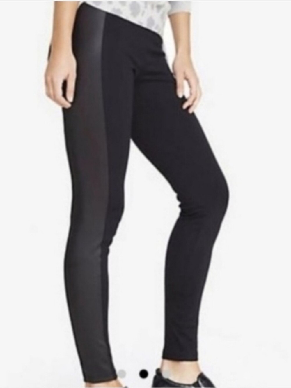 EXPRESS Faux Leather Side Trim Black Leggings Pants Size XS